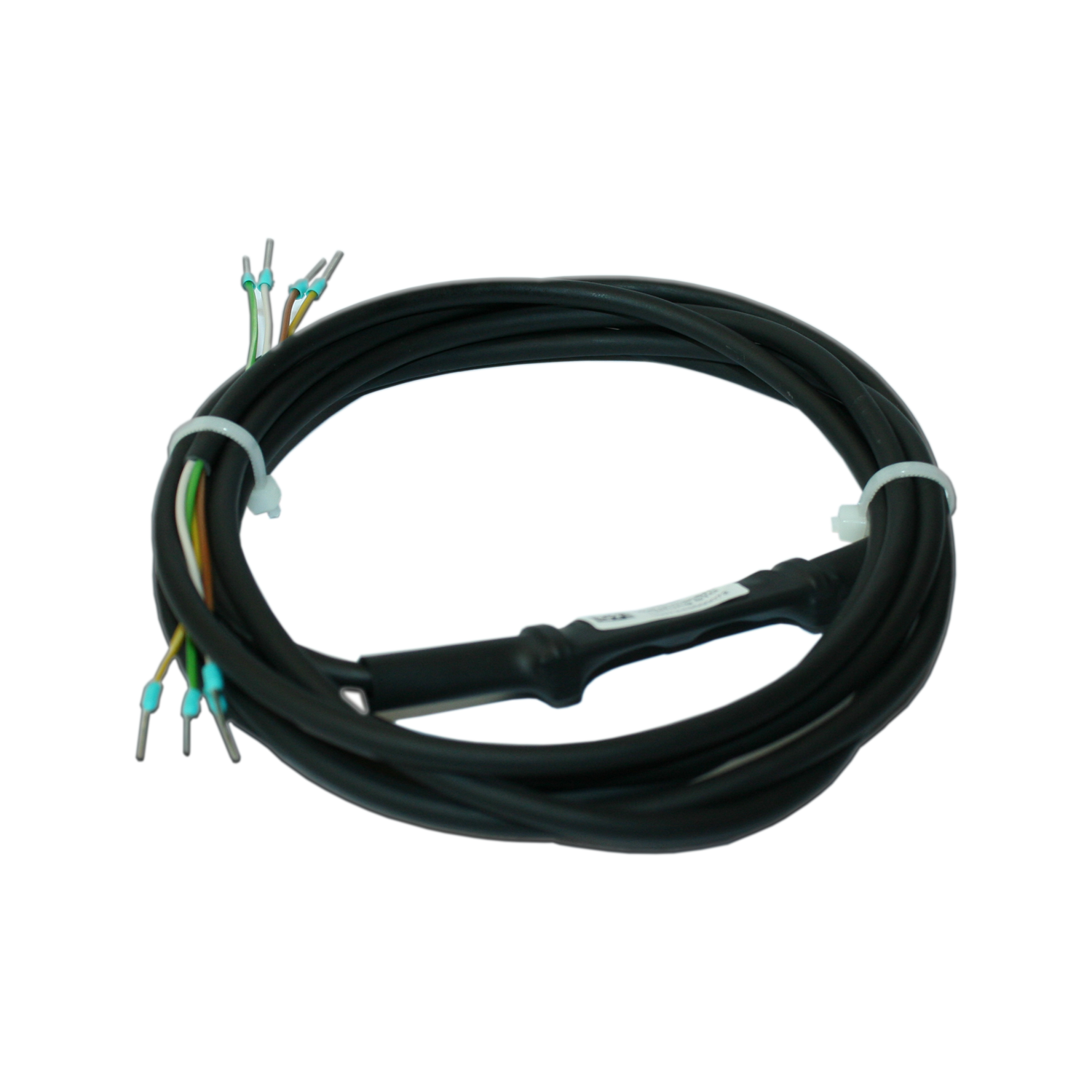 WatchmanSHE VL – Anschlussleitung für RWA-Zentralen Das Bild zeigt die vorkonfektionierte Anschlussleitung WatchmanSHE VL von Kingspan STG. Die 4-adrige Leitung mit Aderendhülsen ermöglicht eine sichere und einfache Verbindung zwischen dem WatchmanSHE Fernüberwachungsmodul und der RWA-Zentrale.