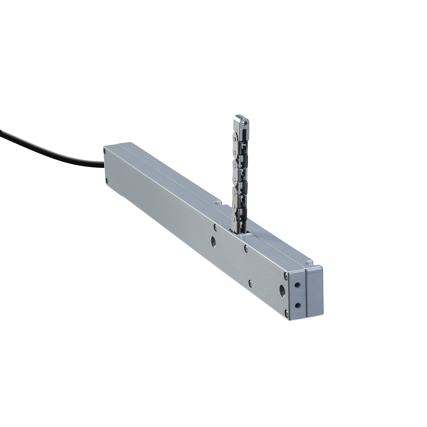 Kettenantrieb LM/2 von Kingspan STG zur natürlichen Lüftung und Rauch- und Wärmeabzugsanlagen (RWA). Kompakter elektrischer Fensterantrieb mit 200 N Druckkraft für Fassaden- und Dachfenster, geeignet für aufliegende und verdeckte Montage.