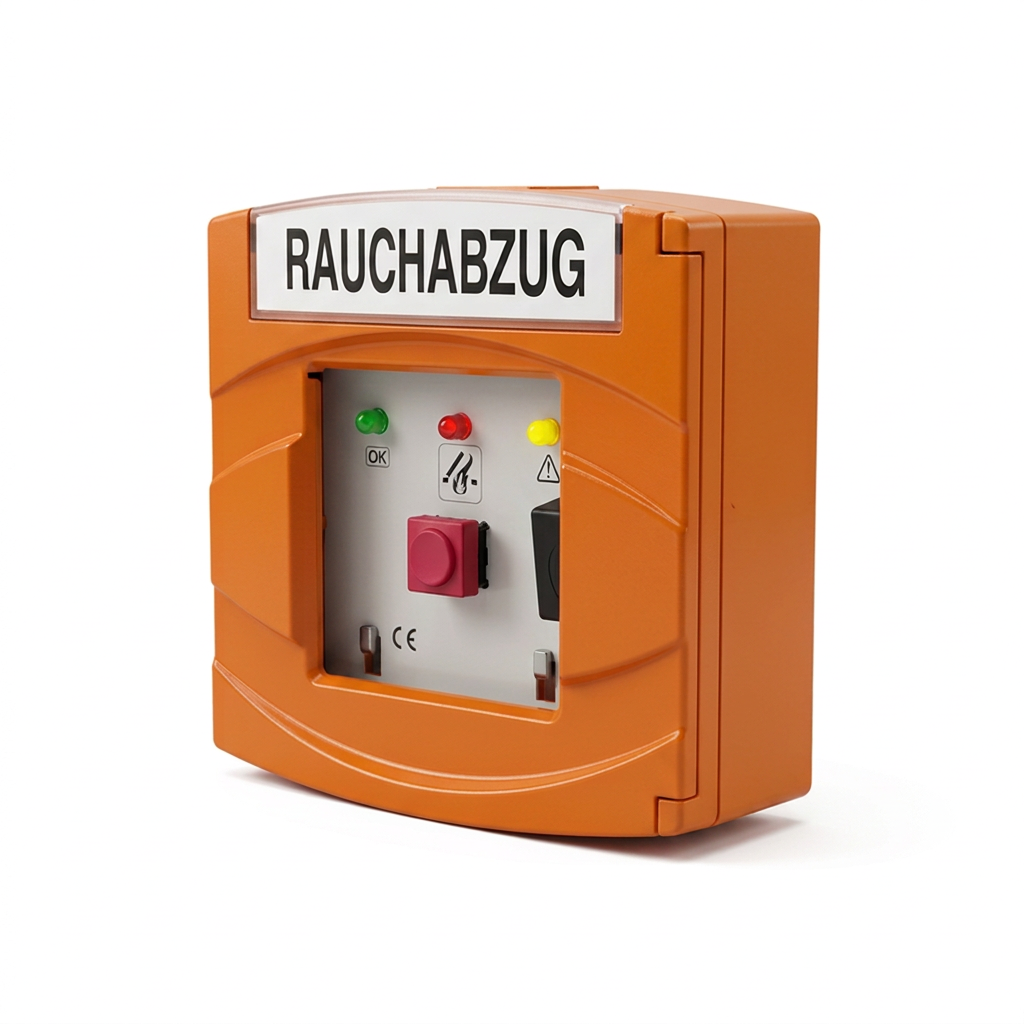 Kingspan STG RWA-Bedienstelle RBH 3A Alu in Orange zur manuellen Auslösung von Rauch- und Wärmeabzugsanlagen.